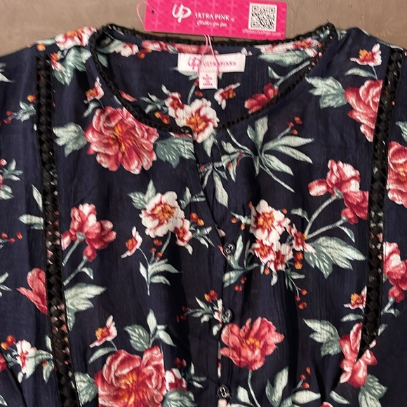 UP UltraPink  Floral Print Long Sleeve Blouse( New) - Picture 7 of 8